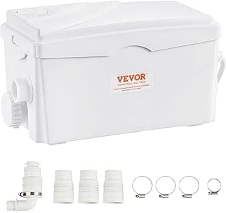 VEVOR Lifting System, 350W, 6000L/H Flow, 7m Flow Height, Sewage Pump with 3 Water Inlets for Basement, Kitchen, Sink, Shower, Bathtub, Laundry Waste Disposal, Dishwasher