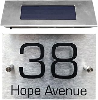 Solar House Number Plate Light, Waterproof LED House Door Numbers Plaques House Sign Door Personalized Name Plate for House, Garden, Cafe
