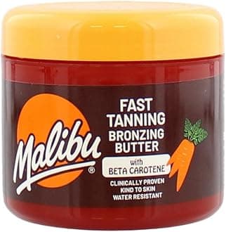 Malibu Sun Fast Tanning Bronzing Body Butter, Tan Accelerator with Beta Carotene, Moisturising Bronzing Tanning Lotion & Water Resistant Formula, 300ml
