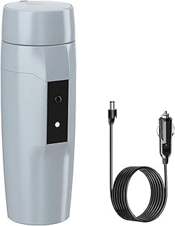 Portable 12V Car Kettle Boiler, Small Electric Travel Kettle, 80W Fast Water Heater, Mini Electric Tea Coffee Mug for Car, Automatic Shut-Off & Restart, Special Power Cord for Car Cigarette Lighters