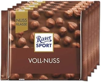 (Pack of 5) Ritter Sport Whole Hazelnut Milk Chocolate Bars 5x 100 gr / 5x 3.53Oz