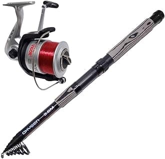 OAKWOOD Telescopic Travel Fishing Rod 12ft + Silk 70 Reel & Line For Carp/Beach/Sea/Spin