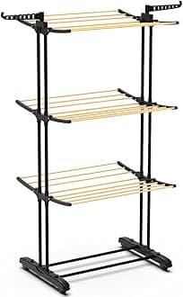 3 tier clothes airer black wood