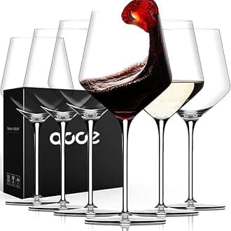 LUNA & MANTHA Red Wine Glasses Set of 6, Hand Blown Burgundy Glasses, Ultra thin,Light for Best Wine Tasting,18 OZ Perfect Gifts for Valentine's Day, Anniversary