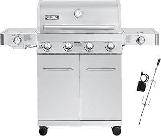 Monument Grills Larger 4-Burner Propane Gas Grills Stainless Steel with Rotisserie Kit(2 Items)