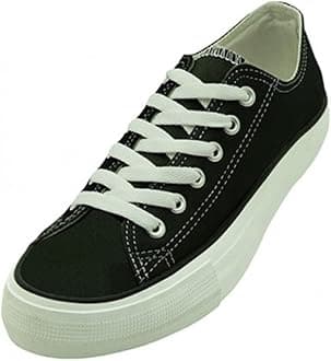 ECG4U-E3B27M Men's Canvas Sneakers Classic Lace Up Oxfords Students Fashion Shoes, Black, Red, Navy, White, Grey