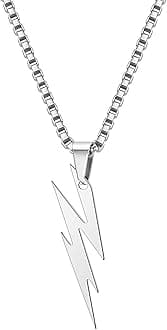 Necklaces for Men Pendant Fashion Jewelry Men Necklace Unisex Chain Solid Color Thunder Flash Shape Neck Decoration Hip Hop Style Geometric Men Necklace Valentine Gift for He