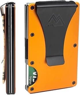 Mountain Voyage Co Minimalist Wallet for Men & Women - Slim RFID Wallet, Scratch Resistant, Credit Card Holder & Money Clip, Easily Removable Money & Cards, (Matte Orange)