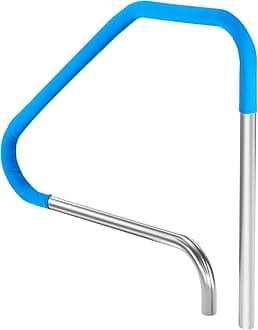 VEVOR Pool Handrail,46 x 37 inch Pool Railing, Stainless Steel (Pre-Built) for Indoor/Outdoor Pools,Swimming Pool Railing for Decks,Rust-Proof Grab Bar with Blue Grip Cover&Accessories for Spas