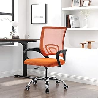 CLIPOP Office Desk Chair Ergonomic Computer Chair High Adjustable Executive Task Chair with Lumbar Support Comfy Padded Mesh Swivel Chair for Home Office Furniture (Orange)