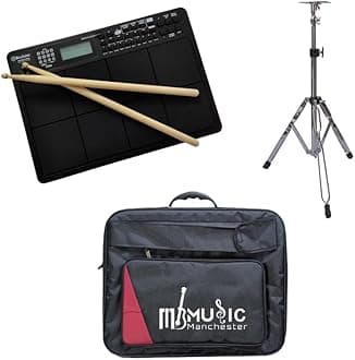 Standzo Rockstar Pad 20 Pro Advanced, 29 Buttons with 147 Indian Percussions, 8 Velocity Sensitive Pads, Black Colour with Stand and Hardcase