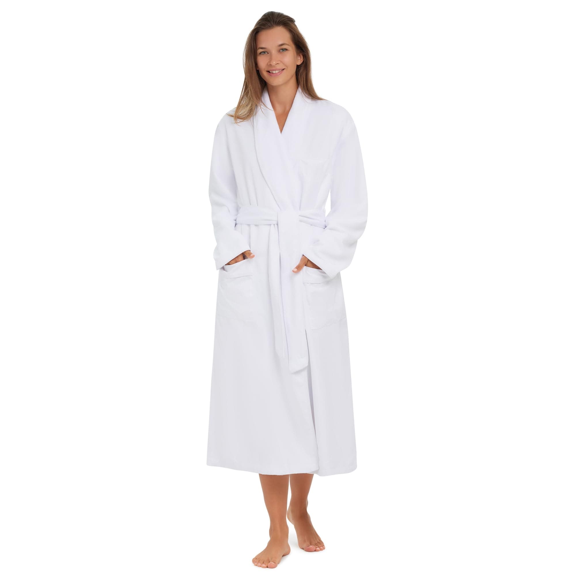 Unisex Plush Lined Microfiber Bath Robe - Soft Shell with Polyester Lining, Resort-Grade Hotel & Spa Robe with Pocket