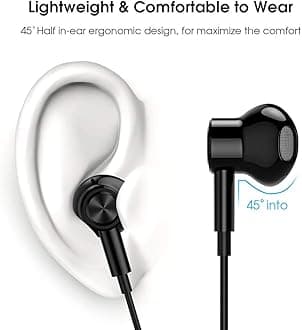 USB C Headphones Type C Earphones for Samsung Galaxy S25 Ultra S24 Plus S23 S22 S21 S20 HiFi DAC Magnetic for Apple Wired Earbuds with Microphone for iPhone 15 16 Pro Max 16e Android Pixel 9 8 7 Black