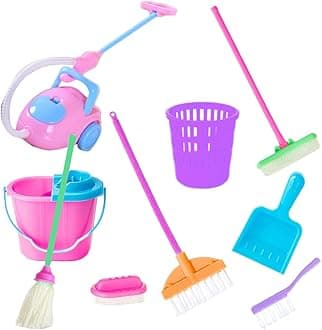 Dollhouse Cleaning Tools Miniature Mop Dustpan Bucket Brush Doll House Accessories 9PCS Dollhouse Cleaning Tools, Dollhouse Accessories, Miniature Housework Tools, Dollhouse Garden Accessories,