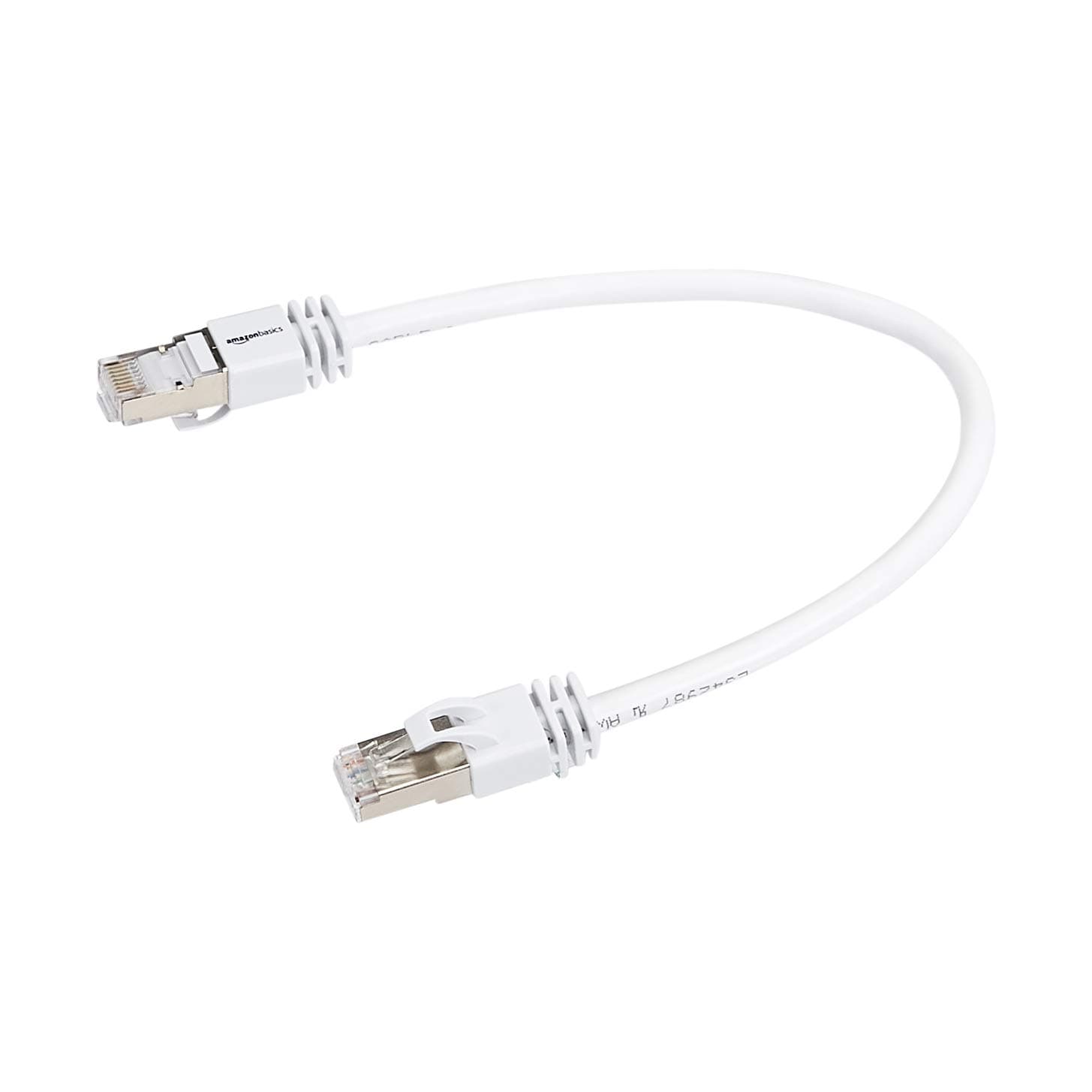 AmazonBasics Cat 7 High-Speed Gigabit Ethernet Patch Internet Cable - White, 1 Foot