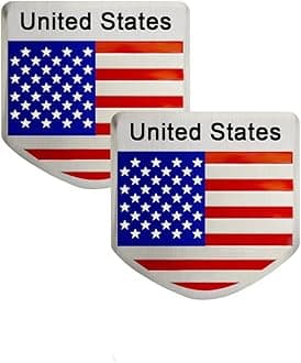 3D Aluminum Alloy American US Flag Decal, 2 PCS 2" X 2" Patriotic Stars Stripe USA Flag Emblem Badge Car Stickers for Laptop/Car/Truck/Window/Bumper