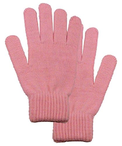 Eqoba Women's Basic Solid Colored Warm Knit Fingered Winter Gloves, Pink
