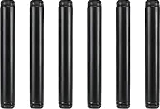 GeilSpace 6 Pack 1/2" × 6" Pre-Cut Black Metal Pipe, Industrial Steel Fits Standard Half Inch Black Threaded Pipes and Fittings - Vintage DIY Industrial Shelving (1/2" × 6")