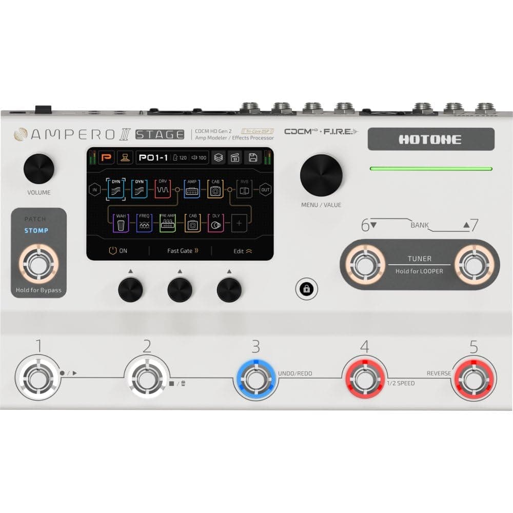 Multi-Effect Pedal Processor, Touchscreen, Guitar, Bass, Amplifier, Modeling, IR Cabinets, Simulation, Dual Effect Chains with FX Loop MIDI I/O Stereo OTG, Audio Interface