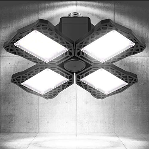 Teamkio 70W 4 Panels LED Ceiling Garage Light, Hight Bright 6500LM E26 LED Workshop Light, LED Ceiling Light for Workshop,Garages,Bar,Utility Room with ETL,CE,FCC Certificated