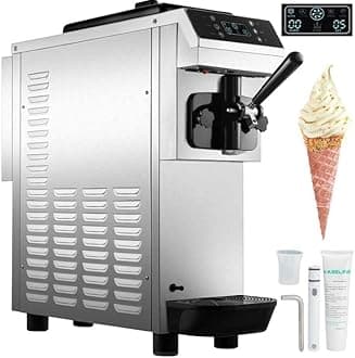 VEVORSoft Serve Ice Cream Machine for home,3.4 Gal/H Commercial Machine,Single Flavor Ice Cream Maker,1200W Countertop Yogurt Maker Machine for Party,Restaurant Snack Bar