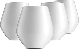 Godinger Wine Glasses, Stemless Wine Glasses, Red Wine Glasses, Drinking Glasses, European Made Stemless Wine Glass - White, 17oz, Set of 4