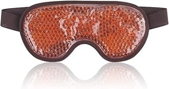 NEWGO Cooling Eye Mask for Puffy Eyes, Reusable Hot Cold Therapy Gel Cold Eye Mask for Migraine, Headache, Dark Circles, Dry,Swollen Eyes, Sinus Pain-Brown