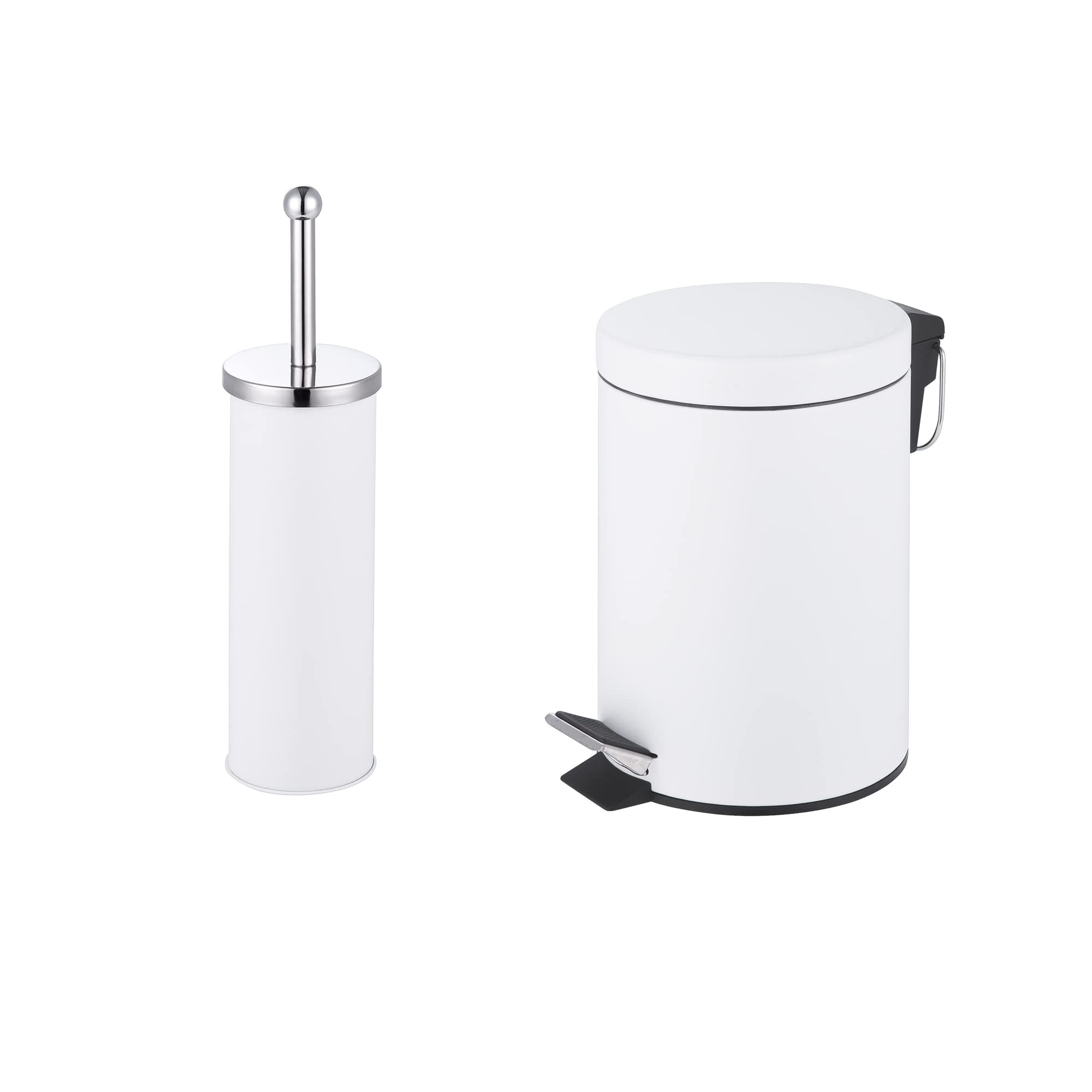 iTrend Bathroom Set - White Bin+Brush