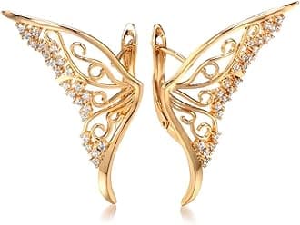 18k Rose Gold Plated Latest Fancy Stylish Copper Zircon Bali Earrings for Women and Girls