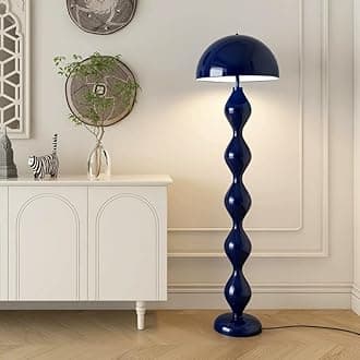 LITFAD Unique Floor Lamp with Iron Shade and Foot Switch 3 Color Temperatures Modern Floor Light for Stylish Indoor Lighting - 110V-120V Blue