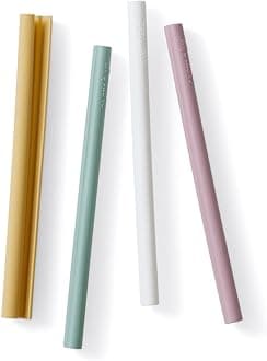 Esembly Reusable Silicone Straws - Easy-Open & Clean Design | BPA-Free, Hot & Cold Drink Compatible | 4-Pack Sustainable Sippers - Straws Only