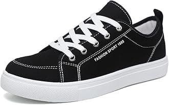 tazimall New Casual Sneakers for Men Lace-Up Canvas Shoes Low Top Walking Shoes