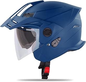 Steelbird Sbh-23 Gt Plus Open Face Isi Certified Motorcycling Helmet With Inner Sun Shield(Large 600 Mm,Dashing Blue)