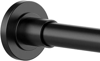 Telescopic Shower Curtain Rod：Never Rust 304 Stainless Steel Tension Spring Curtain Rod - Non-Slip Adjustable Tension Pole –No Drilling Extendable Pole (155-260cm/black)
