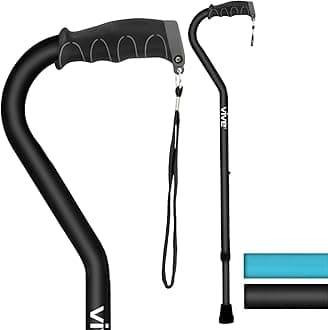 Vive Walking Cane for Women, Men, Elderly - Patented Offset Grip - Lightweight Adjustable Walking Aid with a Non-Slip Tip - Sturdy Balancing Mobility Aid for Seniors