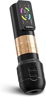 Ambition Seher Wireless Tattoo Machine with 6 Strokes Length 2.2mm-4.2mm Rotary Tattoo Gun Cartridge Pen with 2400mAh Touch Buttons LED Digital Display Coreless Motor for Tattoo Artist