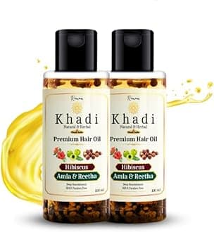 KHADI Hibiscus, Amla & Reetha Premium Hair Oil | Deep Nourishment | SLS & Paraben Free (Pack of 2 Oils)