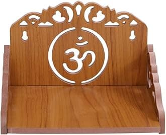 HIOLTY Plywood Small Wooden Temple for Home Office and Shop/Wall Hanging Temple/sinhasan/Pooja mandir/Pooja Stand/Hindola (8 MM Plywood Thickness) (Wooden_OMO)