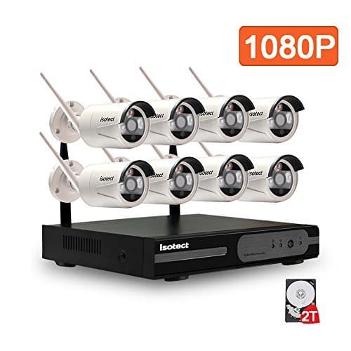 [Full HD]Best Wireless Security Camera System, Isotect 8CH 1080P CCTV HD Surveillance System WiFi NVR Kits, 8pcs 1080P Security Cameras Wireless Outdoor, Motion Detection Remote View, 2TB Hard Drive