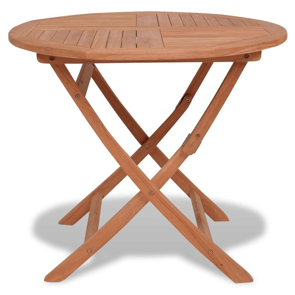 Folding Round Patio Table Solid Teak Wood, Patio Dining Table Bistro Table Bar Table Garden Table Indoor Outdoor Table Backyard Table 33.5"x30" (Diameter x H)
