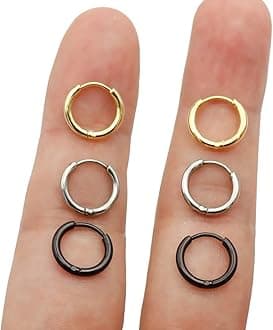 Unisex 18K Real Gold Plating Surgical Steel Sleeper Tiny Hoop Earrings,Nose Ring Septum Ring Helix Ring Daith Ring Lip Ring Nipple Ring Snug Ring Rook Ring Body Piercing Jewelry