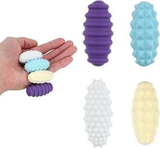 4 Pack Magnetic Fidget Balls, Silicone Oval Autistic Fidget Relief Toys for Adults & Teens Textured Anxiety Decompression Toy for Tactile Exploration & Focus Quiet Desk Office Magnets Fun Gift