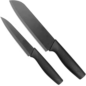 Carrot Kitchen Knife Stainless Steel 2 Pieces Professional Knife Set with Color Printing and Non-Slip Handle (2 PCS Black)