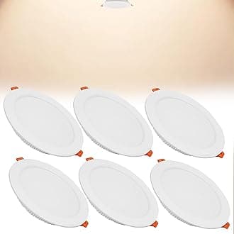 24W LED Recessed Ceiling Spotlights, 4000K Neutral White Ultra Slim Panel Light, Cut Φ190-210mm, AC110-240V Round Downlights for Living Room Office, 6 Pack