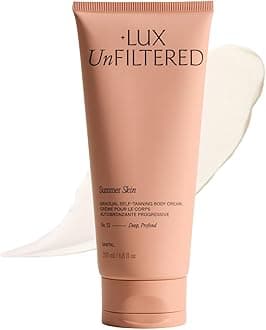 + Lux Unfiltered N°32 Summer Skin Deep Gradual Self Tanner, Hydrating Self Tanning Lotion - Shea Butter & Squalane - Non-Sticky, No Transfer, Natural-Looking Tan - Vegan Sunless Tanner - Santal