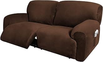 ULTICOR Extra Wide 75" - 100", Reclining 2 Seater Sofa, Extra Wide Reclining Love Seat Slipcover, 6-Piece Velvet Stretch, Reclining Sofa Covers, Thick, Soft, Washable (Chocolate)