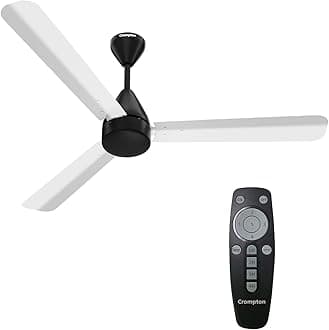 Crompton Energion Hyperjet 1200mm BLDC Ceiling Fan | Point Anywhere Remote Control | BEE 5 Star Rated Energy Efficient | Superior Air Delivery | Anti-Rust | 2 Year Manufacturer Warranty | White Black