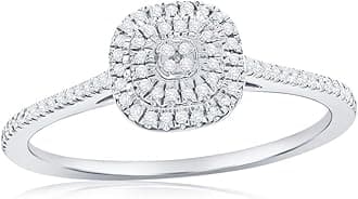 Real Diamond Rings for Women in Sterling Silver - Engagement, Promise Anniversary, Genuine Fine Diamond Rings in Multiple Shapes and Styles