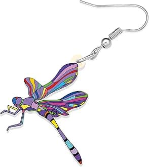 Bonsny Drop Dangle Sweet Blue Flying Dragonfly Earrings Gift Insect Pattern Fashion Jewelry For Women