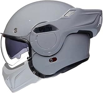 ILM Vintage Full Face Modular Motorcycle Helmet for Adults Men ATV UTV Snowmobile with 180° Reversible Chin Guard DOT ILM-B707(Gray, 2XL)